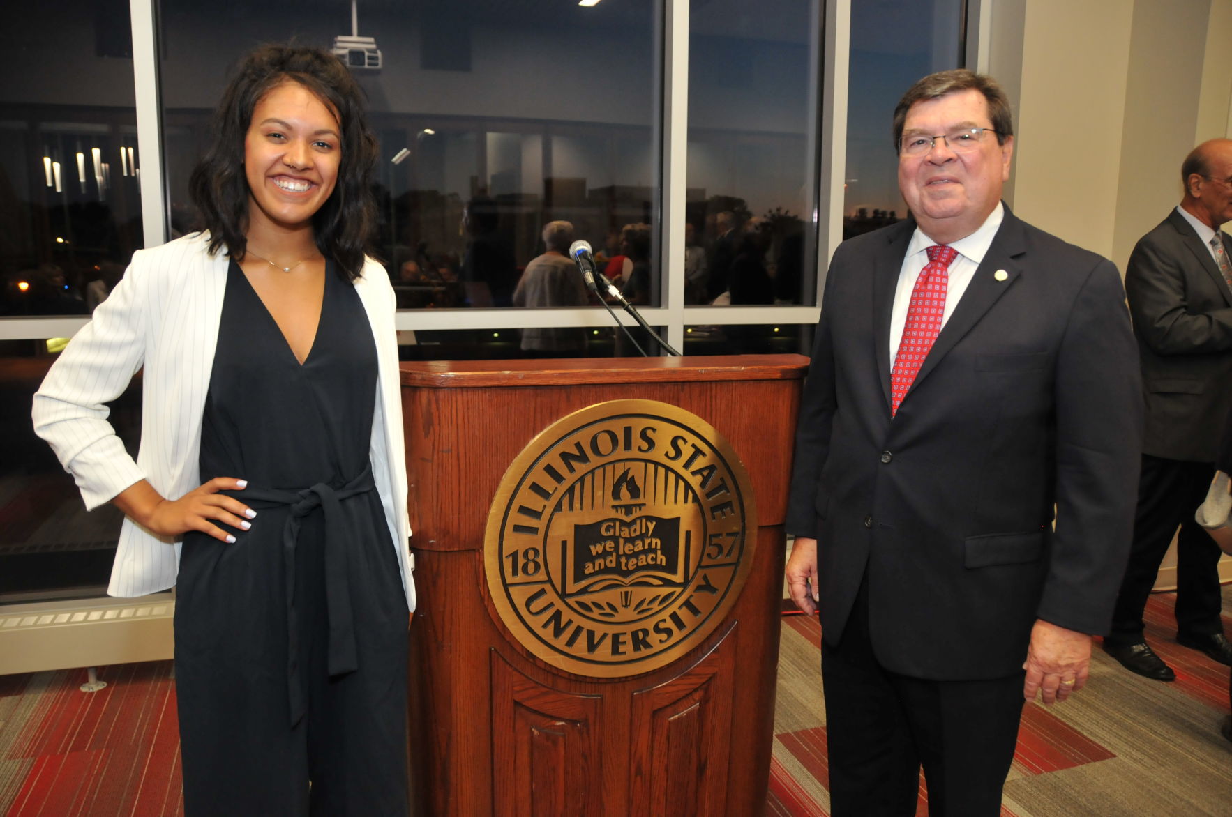 Radiance Campbell, ISU President Larry Dietz